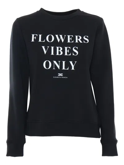 Elisabetta Franchi Logo-print Cotton-blend Sweatshirt In Black