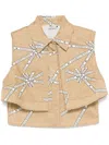 Elisabetta Franchi Cropped Beige And White Structured Shirt In Neutrals