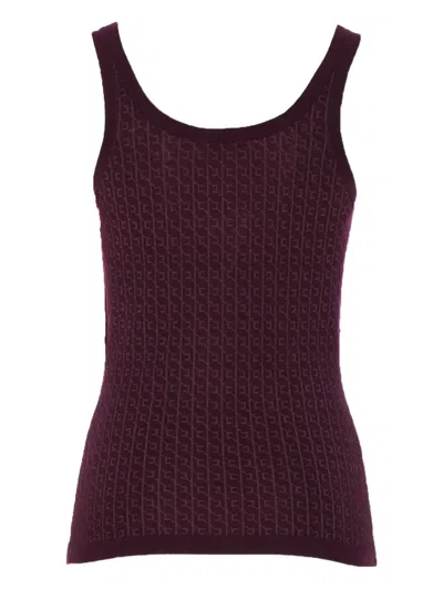ELISABETTA FRANCHI LOGO-PRINT SLEEVELESS TOP