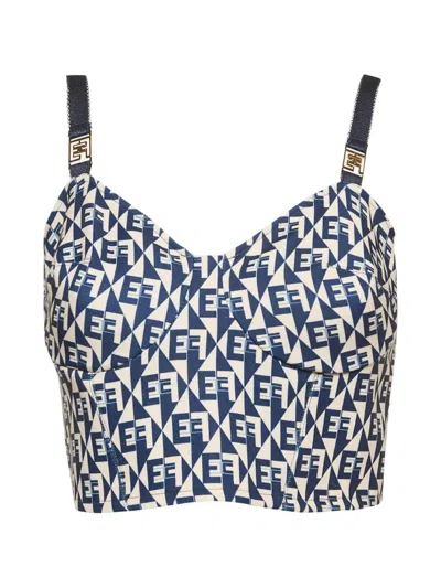 Pre-owned Elisabetta Franchi Logo-print Strap Top In Blue