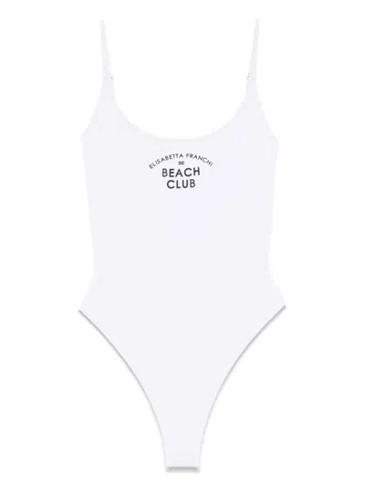 Elisabetta Franchi Logo-print Swimsuit In White