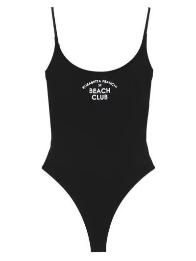 Elisabetta Franchi Logo-print Swimsuit In Black