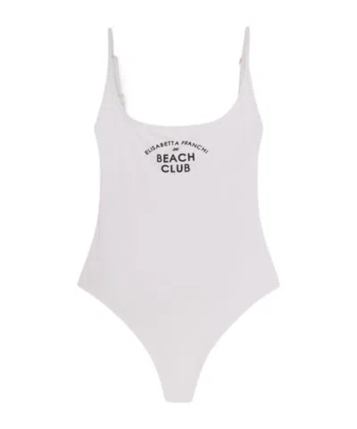 Elisabetta Franchi Logo-print Swimsuit In White