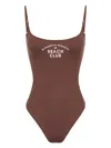 Elisabetta Franchi Logo-print Swimsuit In Brown