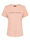 Elisabetta Franchi Rhinestone Logo Jersey T-shirt In Pink