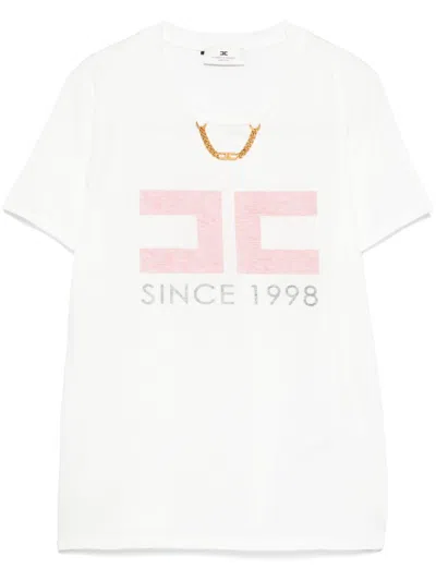 Elisabetta Franchi Logo-print T-shirt In Beige