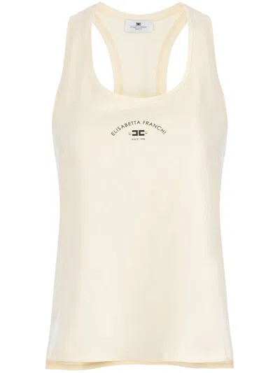 Elisabetta Franchi Logo-print Tank Top In 中性色