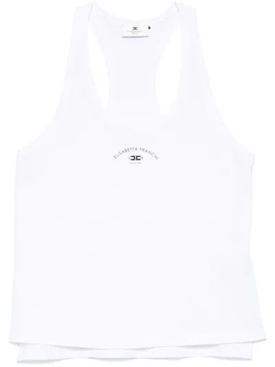 Elisabetta Franchi Logo-print Tank Top In Beige