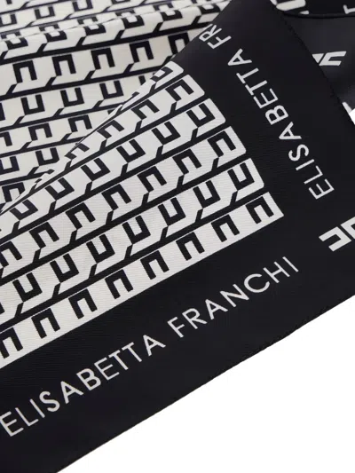 Elisabetta Franchi Logo-print Twill Scarf In Black