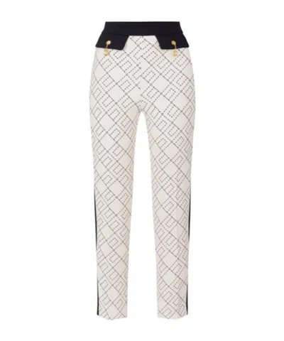 ELISABETTA FRANCHI LOGO-PRINT TWO-COLOUR TROUSERS