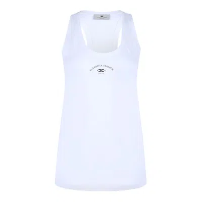 Elisabetta Franchi Logo Printed Jersey Tank Top In White