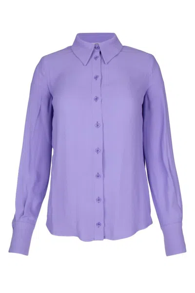 Elisabetta Franchi Logo Printed Long Sleeved Blouse In Purple