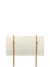 Elisabetta Franchi Logo Python Texture Clutch Bag In Neutral