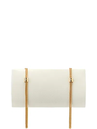 Elisabetta Franchi Logo Python Texture Clutch Bag In Neutral