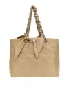 Elisabetta Franchi Logo Quilted Big Shopping Bag Tote Bag Beige In Beige