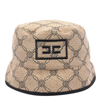 Elisabetta Franchi Logo Rafia Bucket Hat In Multi