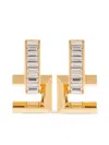 Elisabetta Franchi Brass Semi-circle Earrings With Rhinestones And Logo In Gold