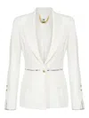 Elisabetta Franchi Logo Ribbon Crêpe Blazer In White