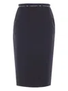 Elisabetta Franchi Logo-ribbon Midi Skirt In Blue