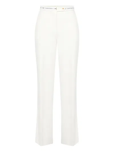 Elisabetta Franchi Logo Ribbon Trousers In Neutral