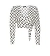 Elisabetta Franchi Logo-print Georgette Blouse In Burro/nero
