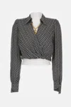 Elisabetta Franchi Cropped Wrap Front Shirt With Neckline Detail In Black