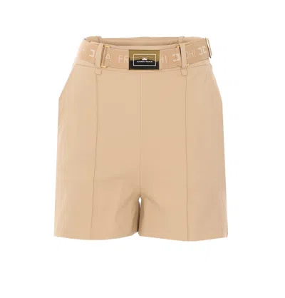 Elisabetta Franchi Logo Shorts In Nude