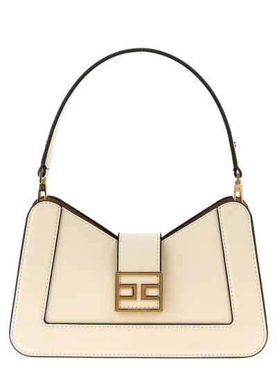 Elisabetta Franchi Logo Shoulder Bag Shoulder Bags White In Neutral