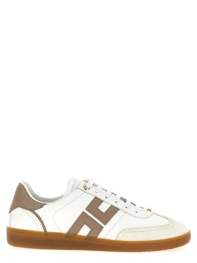 Elisabetta Franchi White Logo Sneakers In Ivory+greige