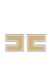 Elisabetta Franchi Logo Square Earrings In Gold