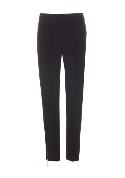 Elisabetta Franchi Logo Straight Trousers In Black