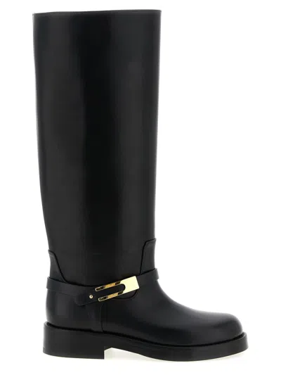 Elisabetta Franchi Logo Strap Boots In Black