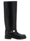 Elisabetta Franchi Logo Strap Boots In Black