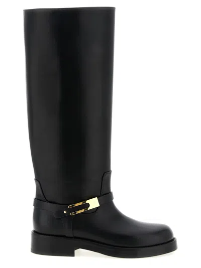 Elisabetta Franchi Logo Strap Boots In Black