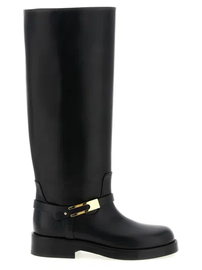 Elisabetta Franchi Logo Strap Boots In Black