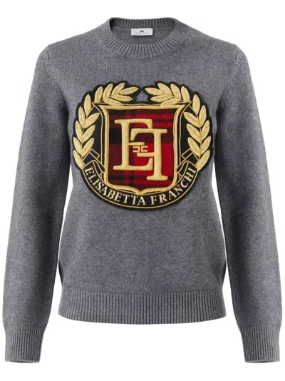 Elisabetta Franchi Logo Sweater In Grey