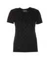 Elisabetta Franchi Monogram-rhinestones Cotton T-shirt In Black