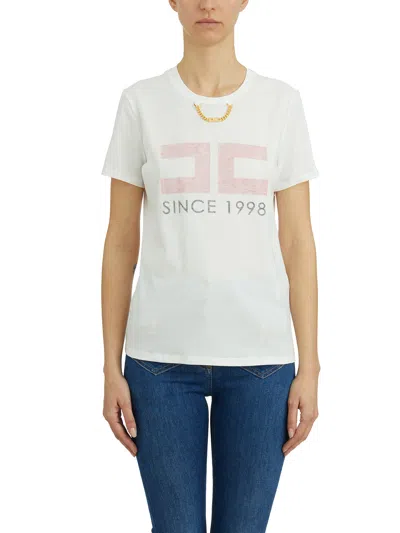 Elisabetta Franchi Logo T-shirt In Cotton In White
