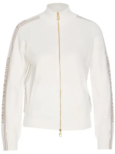 Elisabetta Franchi Logo-tape Jacket In White