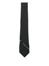 Elisabetta Franchi Black Twill Tie With Logo Ribbon  In Black