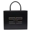Elisabetta Franchi Structured Handbag With Prominent Logo Detail In Black