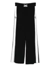 Elisabetta Franchi Palazzo Trousers With Shiny Side Bands Clothing In Black