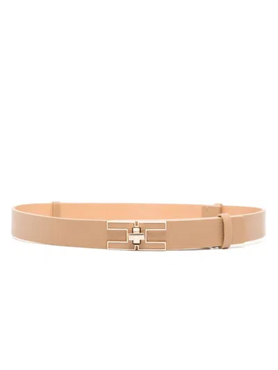 Elisabetta Franchi Logo Turn-lock Belt In Brown