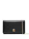 Elisabetta Franchi Logo Turn-lock Leather Clutch Bag In Black