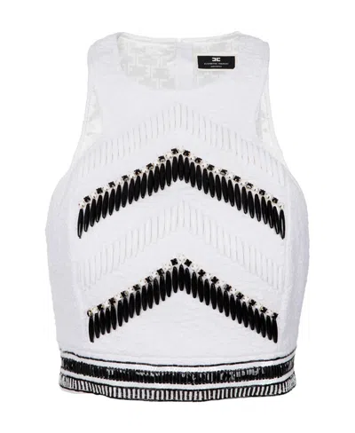 Elisabetta Franchi Logo Vest In White