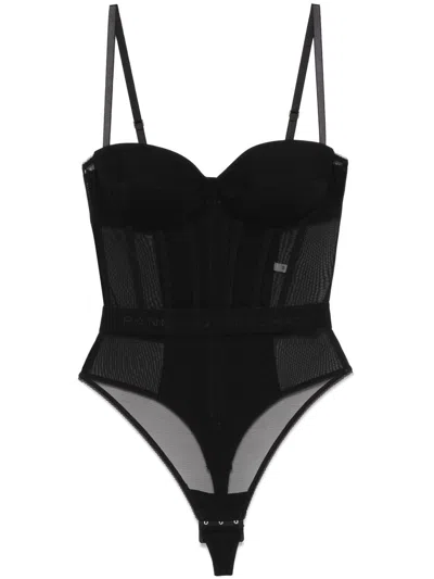 Elisabetta Franchi Logo-waistband Bodysuit In Black