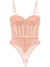 Elisabetta Franchi Logo-waistband Bodysuit In Neutrals