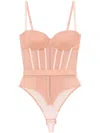 Elisabetta Franchi Logo-waistband Bodysuit In Neutrals