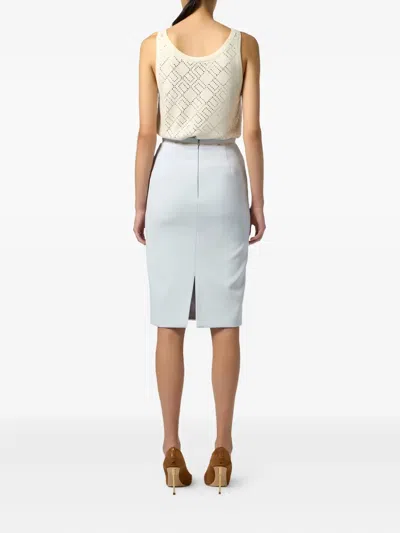 Elisabetta Franchi Logo-waistband Mid Skirt In Blue