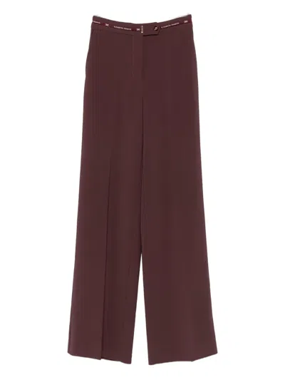 Elisabetta Franchi Logo-waistband Trousers In Brown